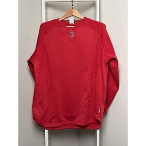 Boston Red Sox PO Sweatshirt Mens L Red Lg Slv Majestic Therma Base Authentic